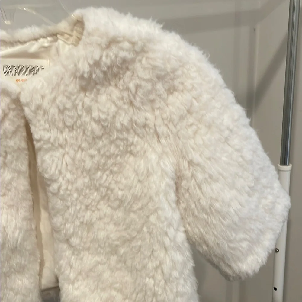 Gymboree Cream Faux Fur Jacket Elegant Open Front Design